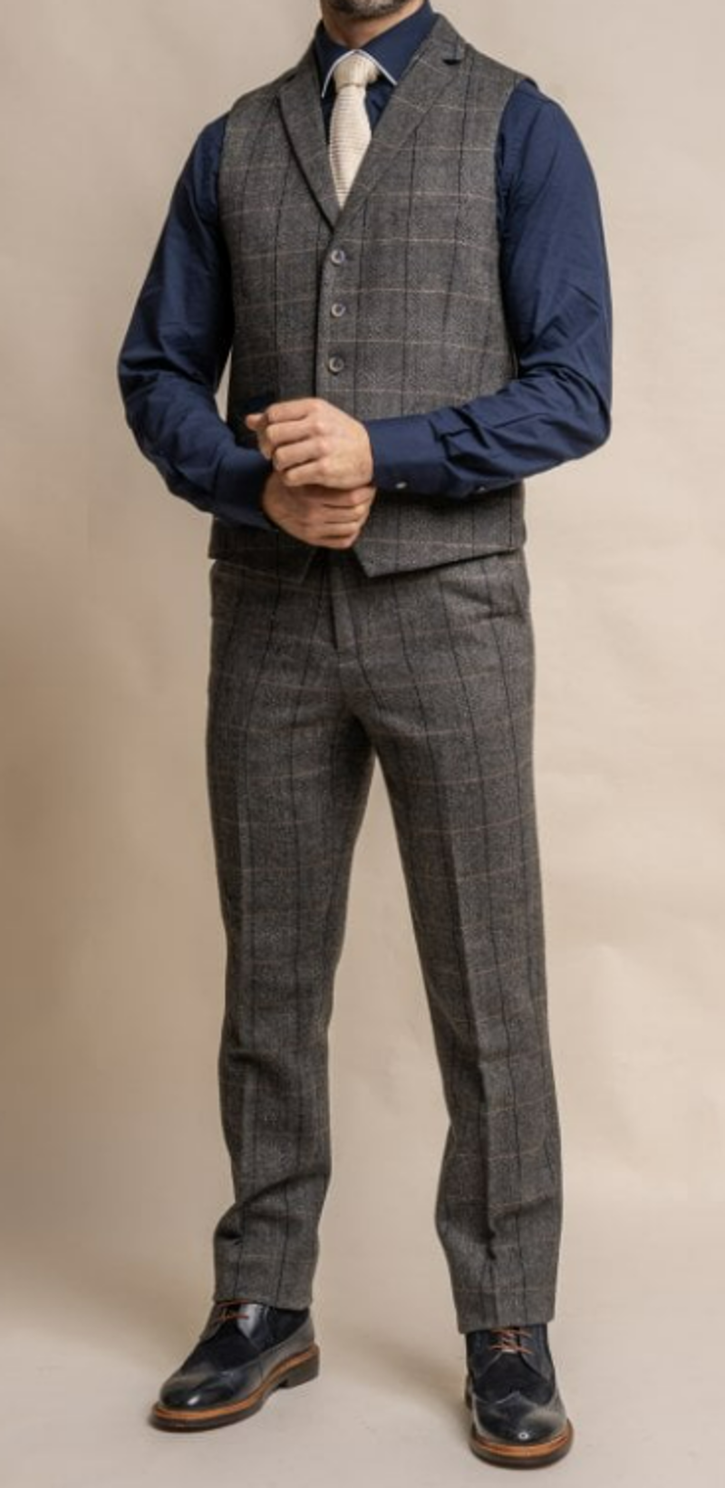 Cavani Albert Grey Tweed Look Slim Fit Jacket-3